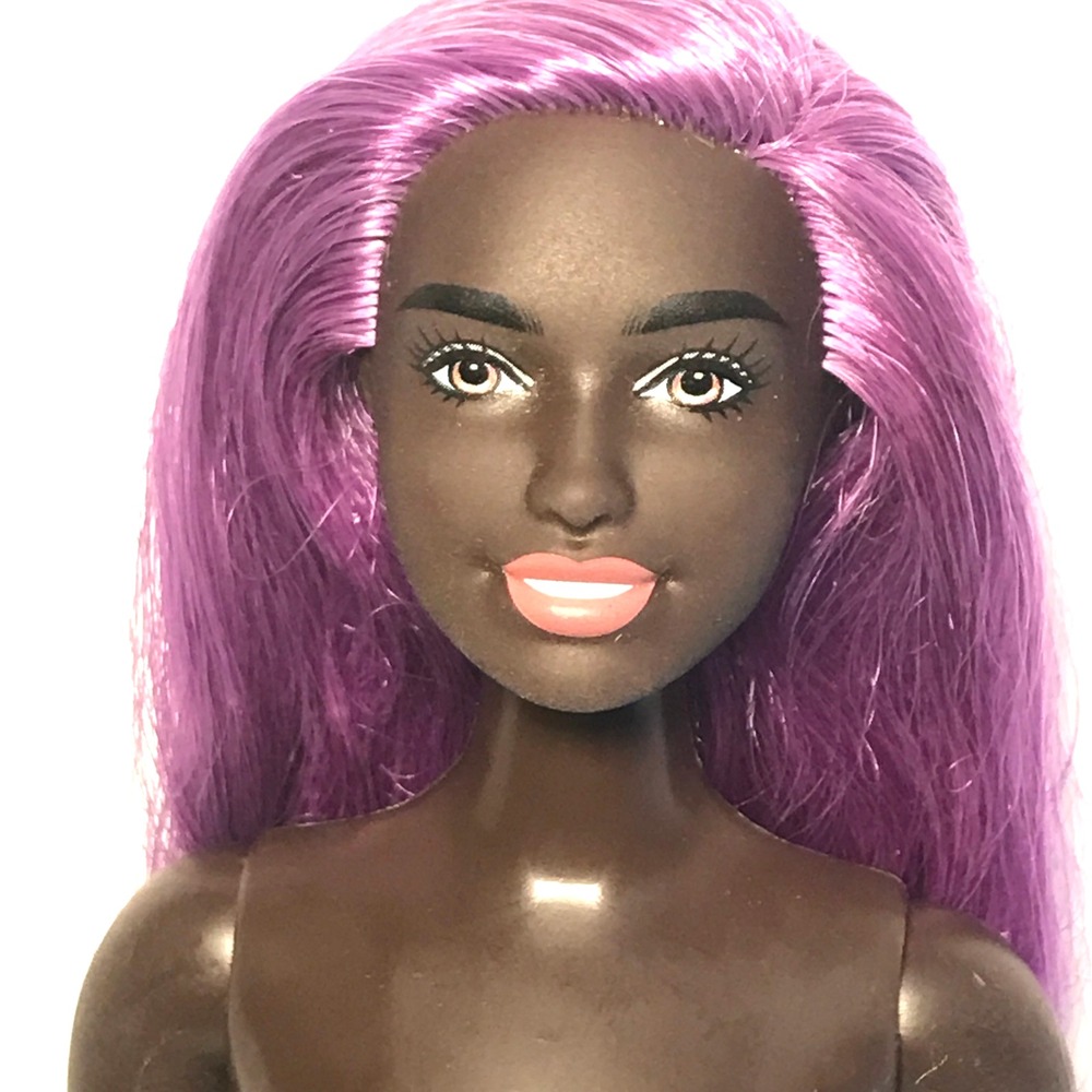 Nude Barbie 2018 Fashionistas #125 African American Curvy Purple Hair FXL58 Doll